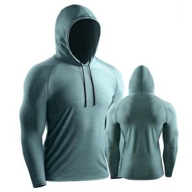 Male Training Shirts Quick Drying Gym Clothing Musculation Sportswear Fitness Running Jackets Rashguards Hoodies ropa deportiva (Color: Green 1, size: S)