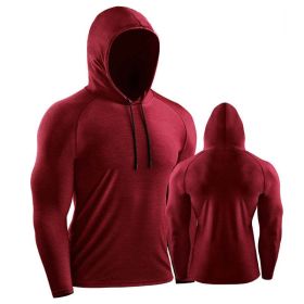 Male Training Shirts Quick Drying Gym Clothing Musculation Sportswear Fitness Running Jackets Rashguards Hoodies ropa deportiva (Color: Red 1, size: S)