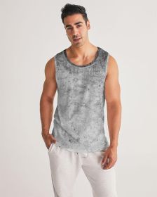 Men's Tank Top, Black & Gray Grunge Print Sports Top (Color: Grey, size: XL)