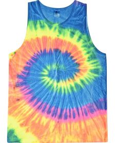 Tie-Dye CD3500 Adult 5.4 oz. 100% Cotton Tank Top (Color: NEON RAINBOW, size: 3XL)