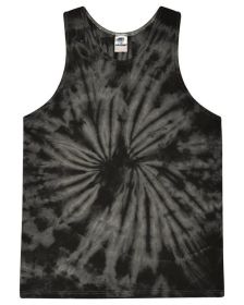 Tie-Dye CD3500 Adult 5.4 oz. 100% Cotton Tank Top (Color: SPIDER BLACK, size: XL)